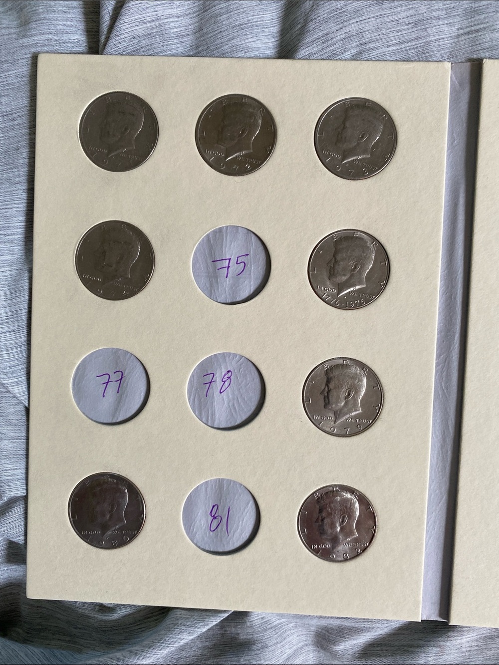 Kennedy Half Dollar Coin Album Page - White